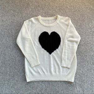 Women's Long Crewneck Cute Heart Knitted Sweater